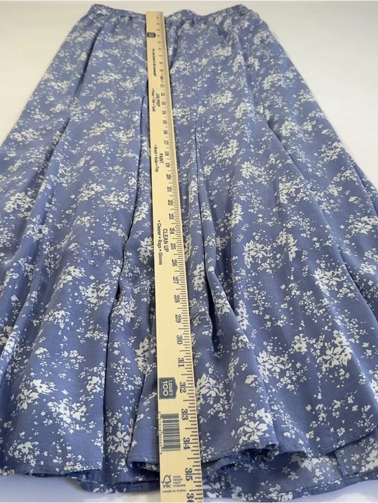 Uniqlo Floral Maxi Skirt Blue White Ditsy Print Elastic Waist Size Small - Picture 8 of 10